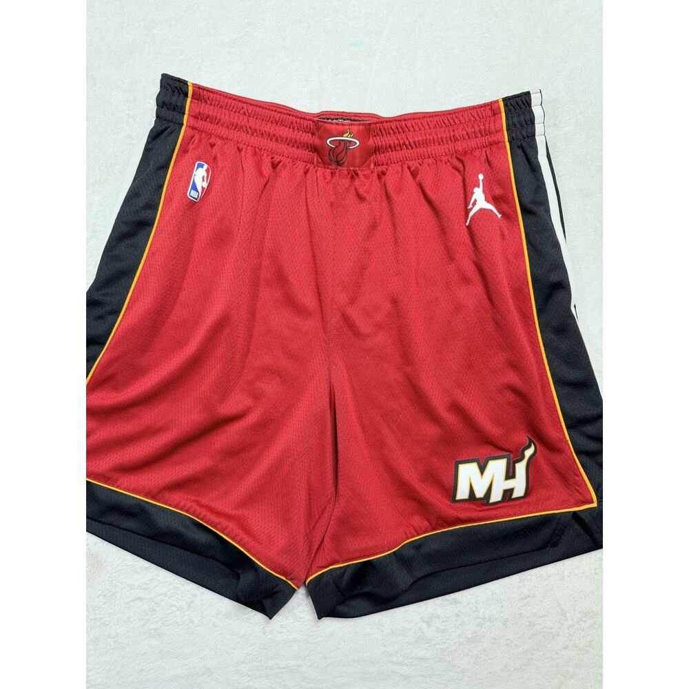 Jordan Miami Heat NBA Authentics Shorts 50 XXXL Red Black White MH Logo Mesh Gor